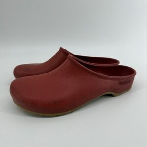 Vintage Sloggers Red Rubber Garden Clogs Slip On Shoes USA Made Women's Size 9